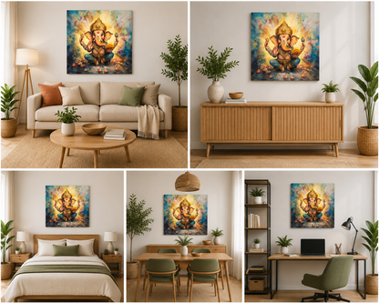 Divine Lord Ganesha Canvas Wall Art for Spiritual Home Decor