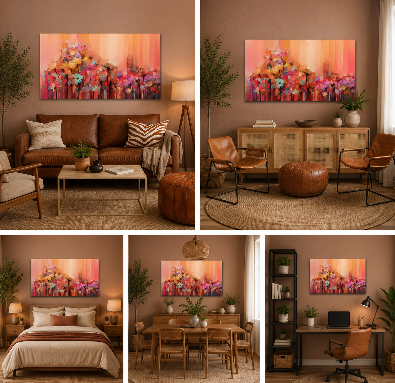 Abstract Floral Landscape Canvas Wall Art for Modern Home Decor