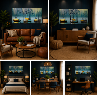 Abstract Deer Landscape Wall Painting | Modern Zen Canvas Wall Art
