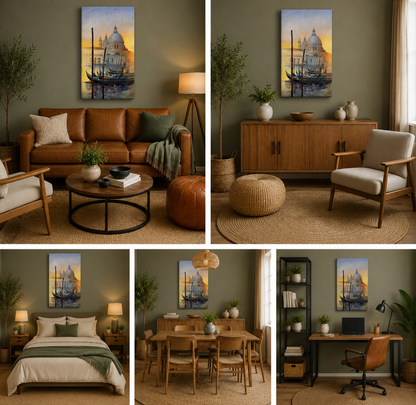 Venice Gondola Wall Painting | European Cityscape Canvas Wall Art