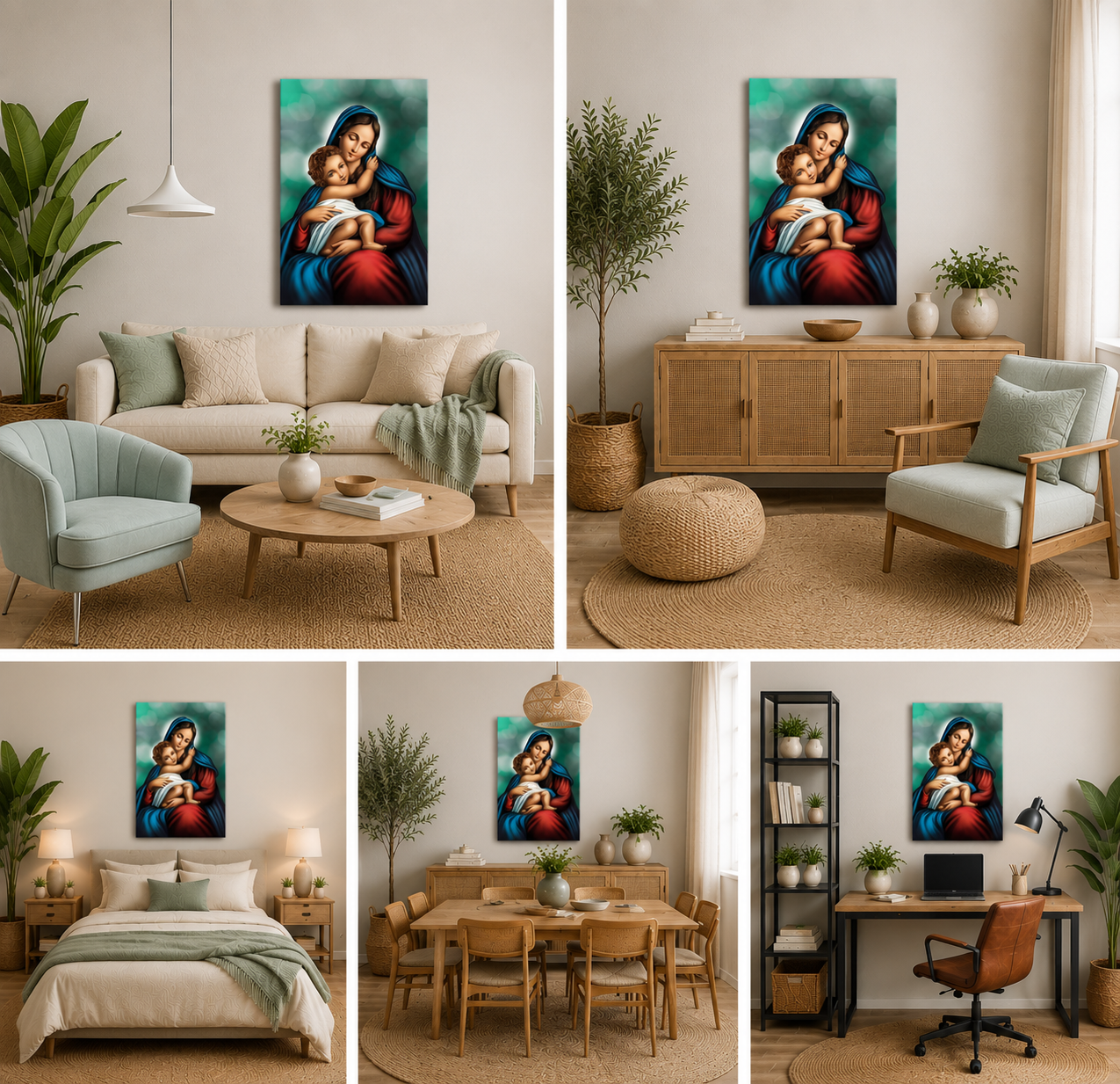 Mother Mary with Baby Jesus Wall Painting | Christian Religious Canvas Art