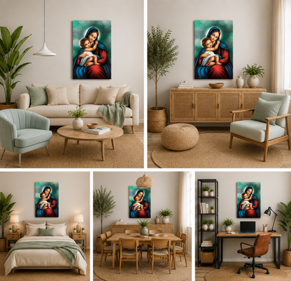 Mother Mary with Baby Jesus Wall Painting | Christian Religious Canvas Art