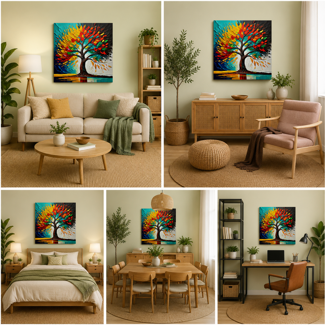 Colorful Abstract Tree of Life Canvas Painting for Living Room & Wall Decor