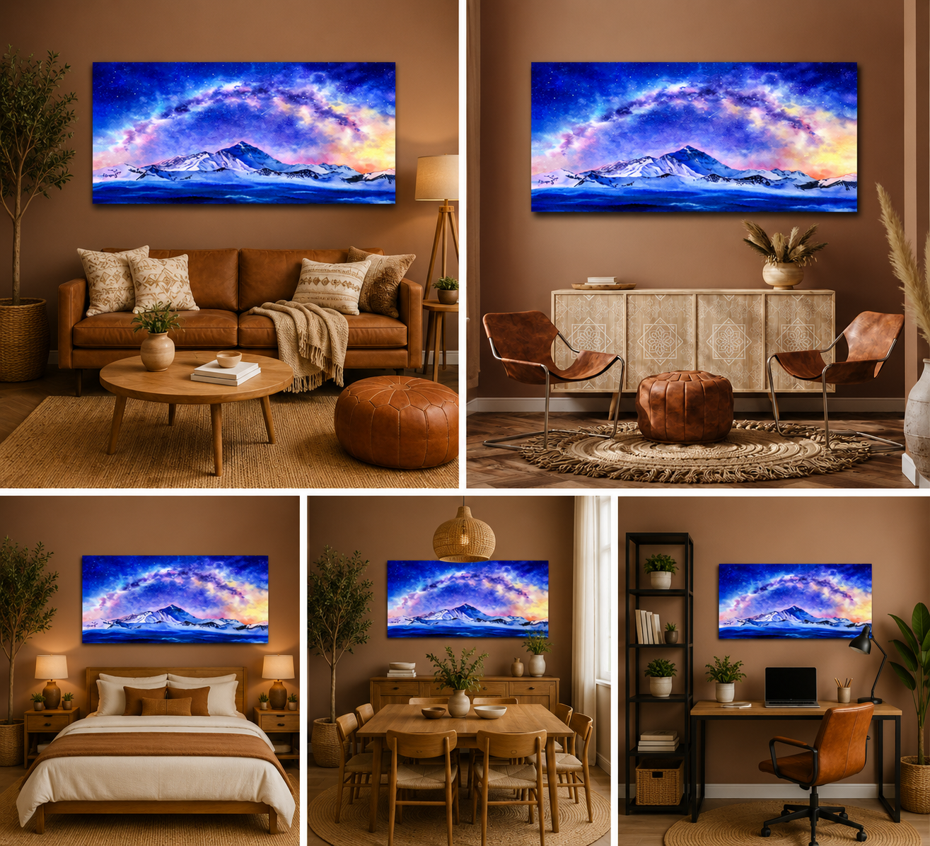 Cosmic Mountain Landscape Panorama Canvas Painting for Living Room