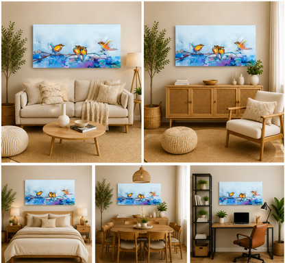 Abstract Birds on Branch Canvas Wall Art for Modern Home Decor