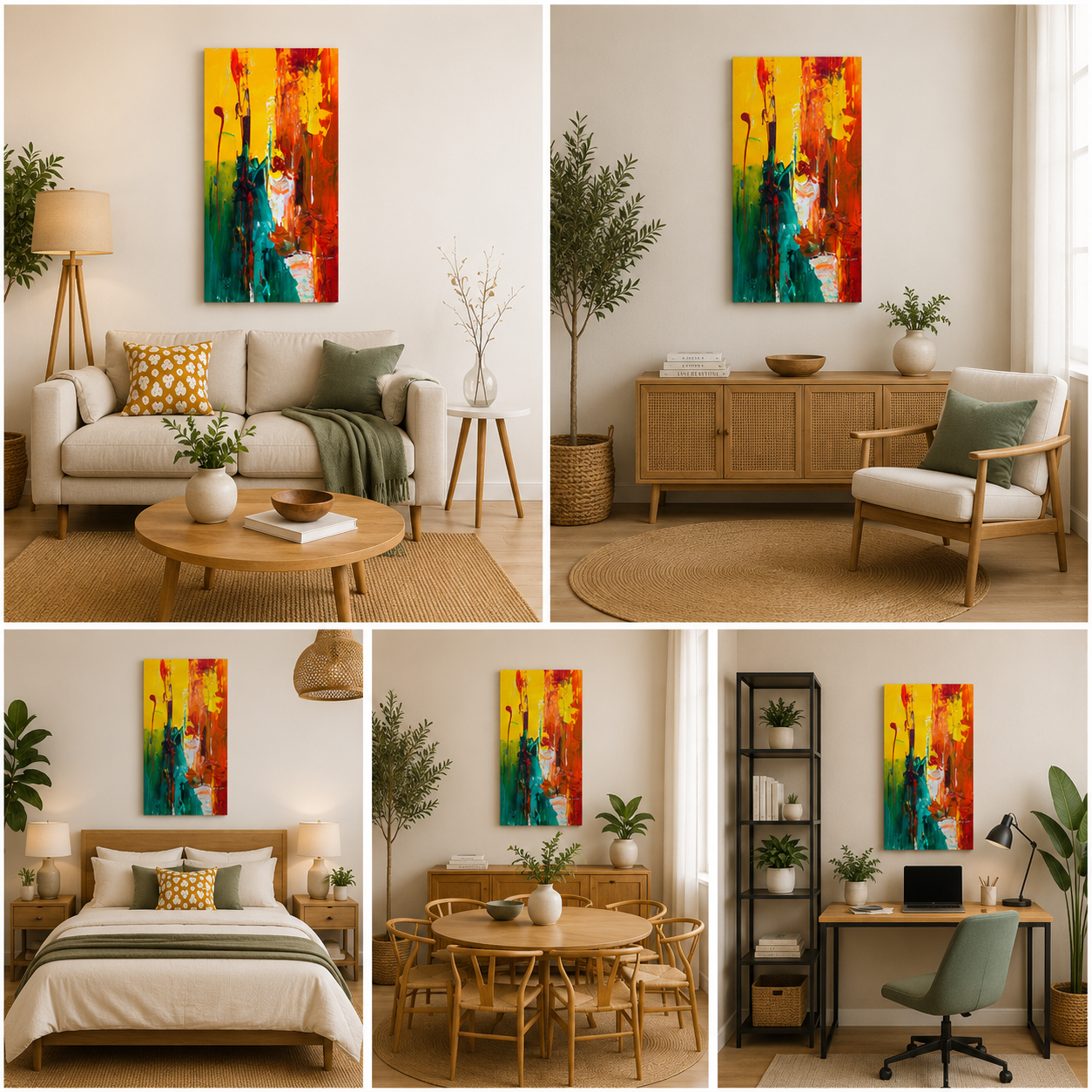 Vibrant Abstract Vertical Canvas Wall Art for Modern Home Decor