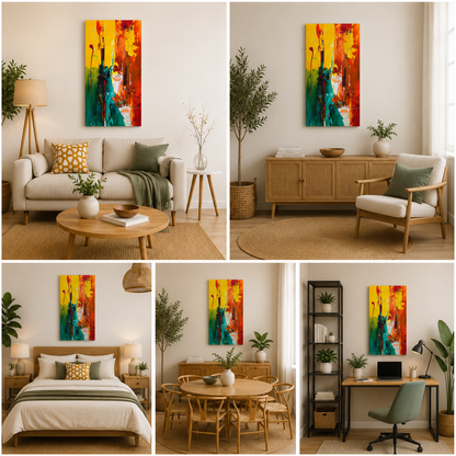 Vibrant Abstract Vertical Canvas Wall Art for Modern Home Decor