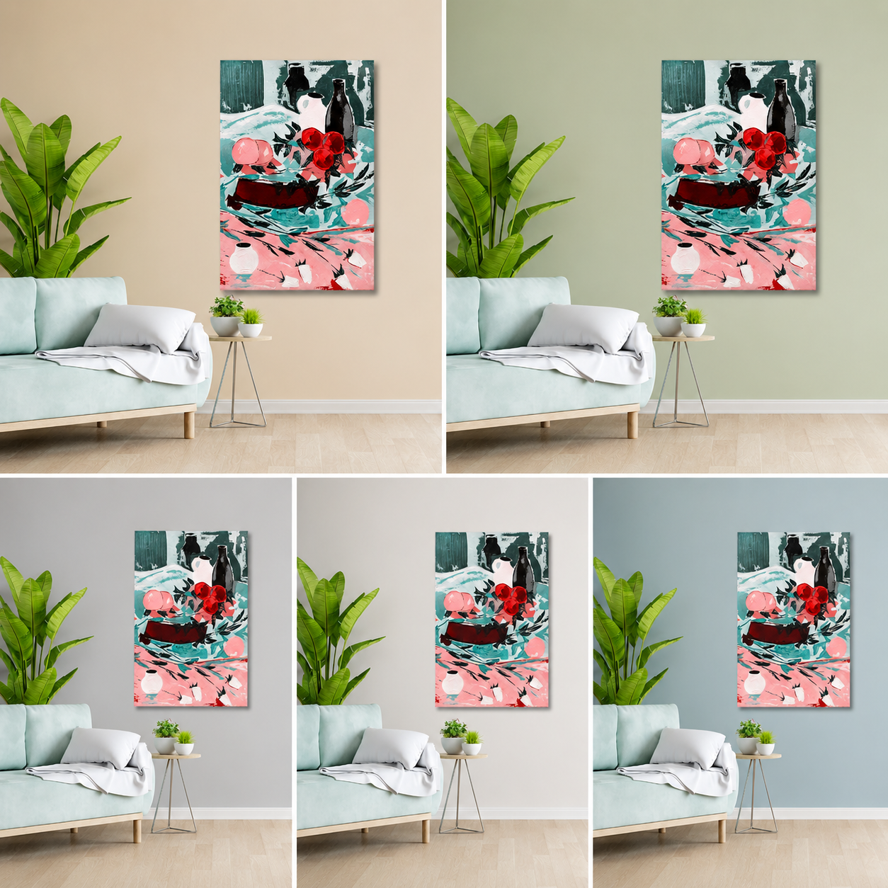 Modern Abstract Floral Still Life Canvas Wall Art for Elegant Home Decor