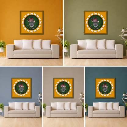 Shrinathji Pichwai Art Canvas Painting | Traditional Lord Krishna Portrait Wall Art Decor