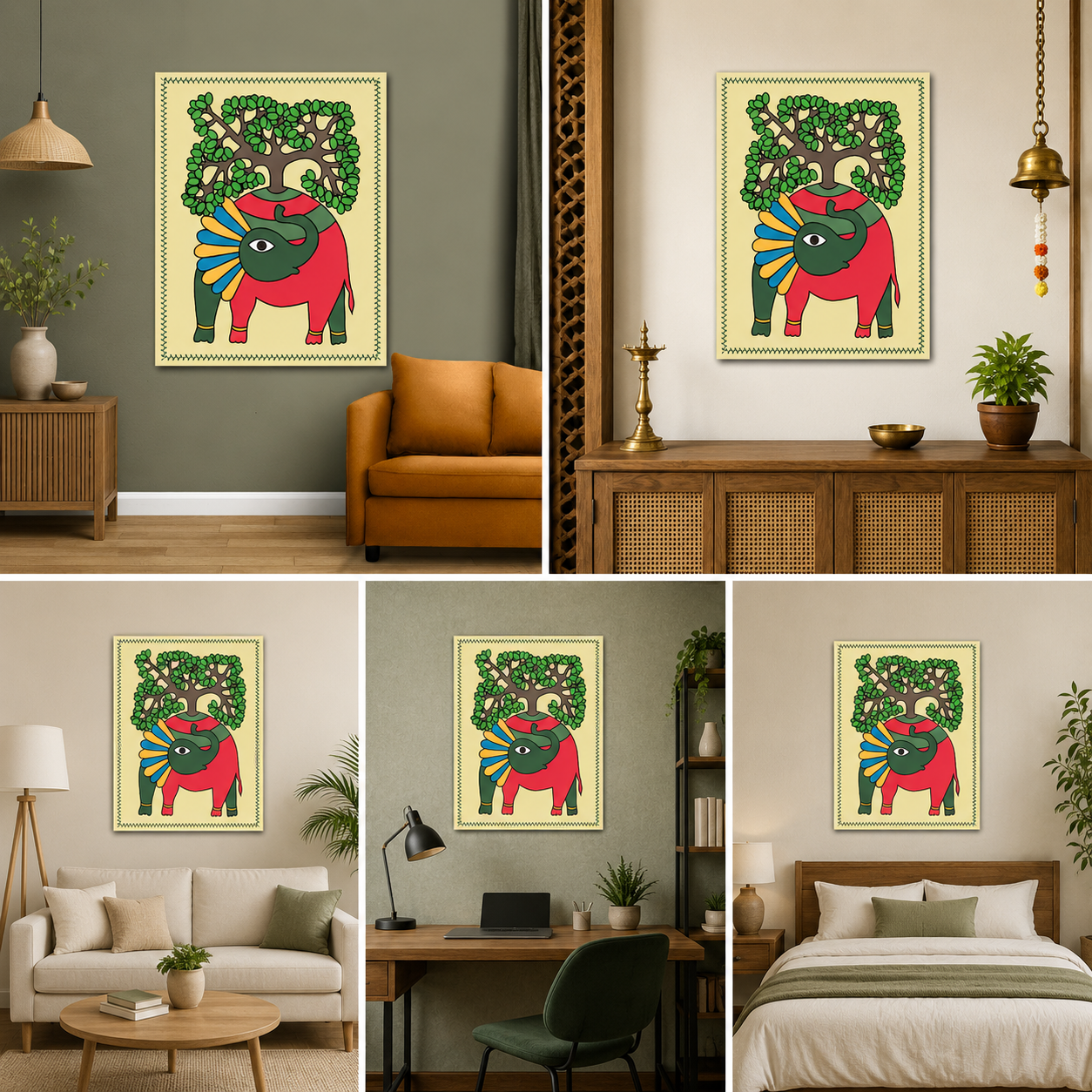 Handmade Style Indian Tribal Decor Modern Wall Art Decor for Living Room