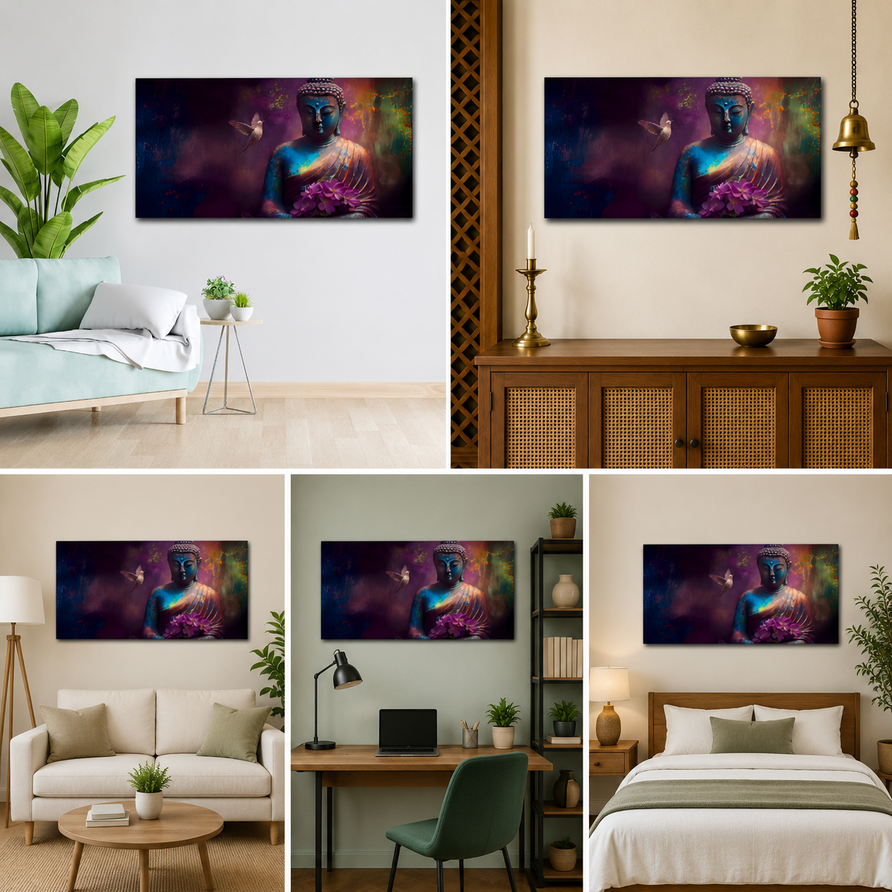 Serene Buddha Lotus Canvas Wall Art for Peaceful Home Decor