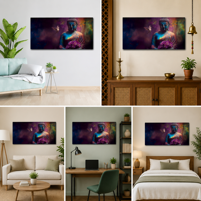 Serene Buddha Lotus Canvas Wall Art for Peaceful Home Decor