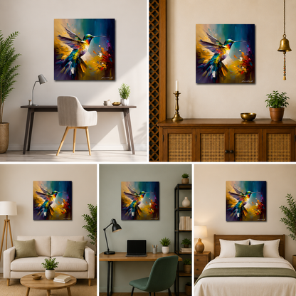 Colorful Hummingbird Canvas Wall Art for Modern Home Decor