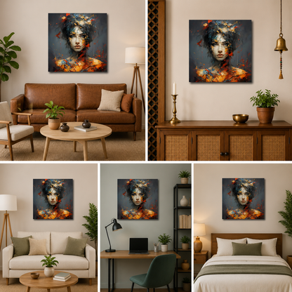 Abstract Woman Portrait Canvas Wall Art for Modern Home Decor