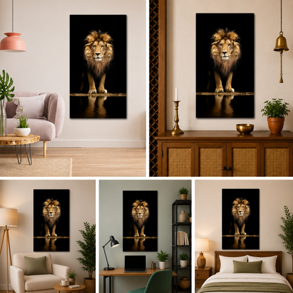 King of the Jungle Dark Background Portrait | Big Large Size Canvas Painting