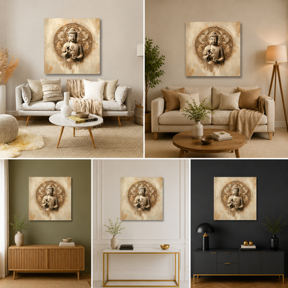 Blessing Lord Buddha Canvas Painting Wall Frame | Lord Buddha Wall Art Frame