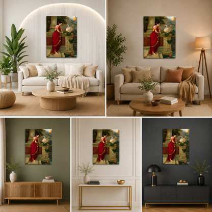 Traditional Indian Woman Canvas Painting for Elegant Luxury Wall Decor