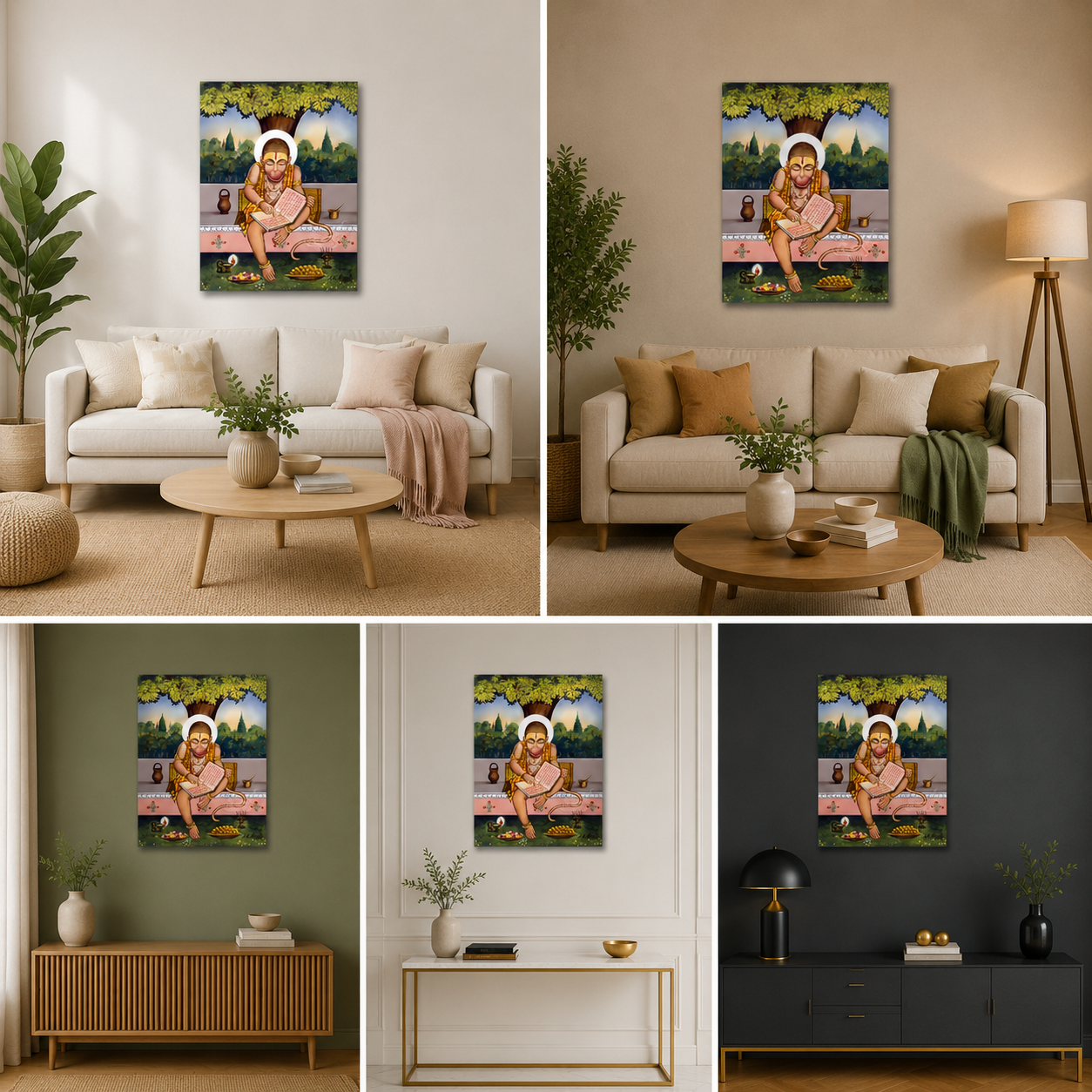 Divine Hanuman Ji Canvas Painting for Spiritual Wall Decor