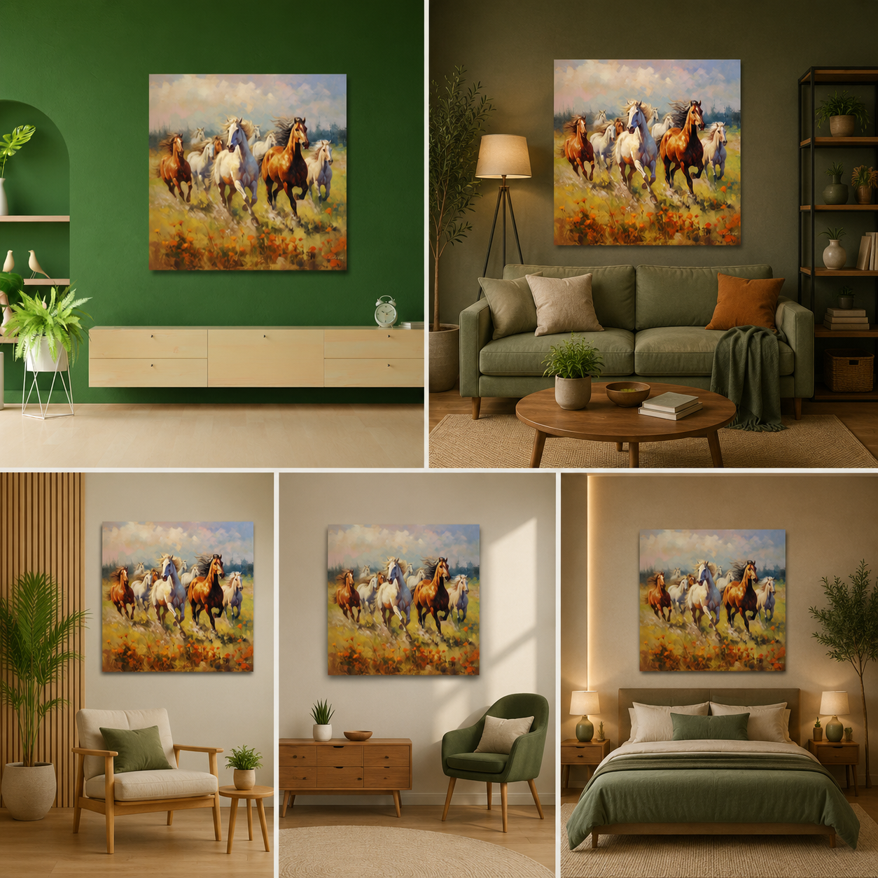Running Horses Canvas Painting | Canvas for Luxury Modern Interiors