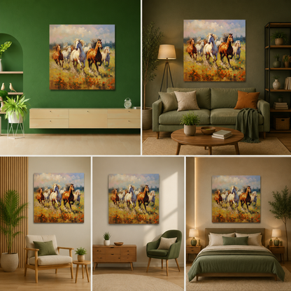 Running Horses Canvas Painting | Canvas for Luxury Modern Interiors