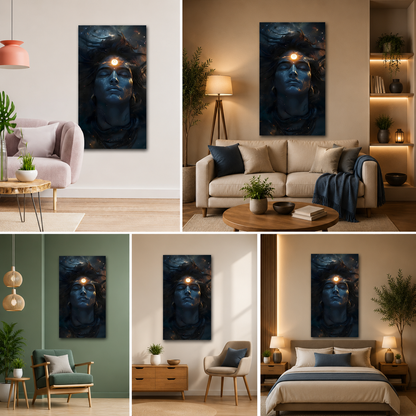 Lord Shiva Cosmic Third Eye Canvas Wall Art for Spiritual Modern Interiors