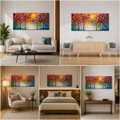 Canvas Painting Frame Landscape Colourful Floral Trees Modern Wall Art for Wall Decor | Big Large Size Canvas Painting Frame