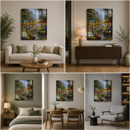 Painting Frame Paris Flower Market City Landscape Modern Wall Art for Wall Decor | Big Large Size Canvas Painting Frame
