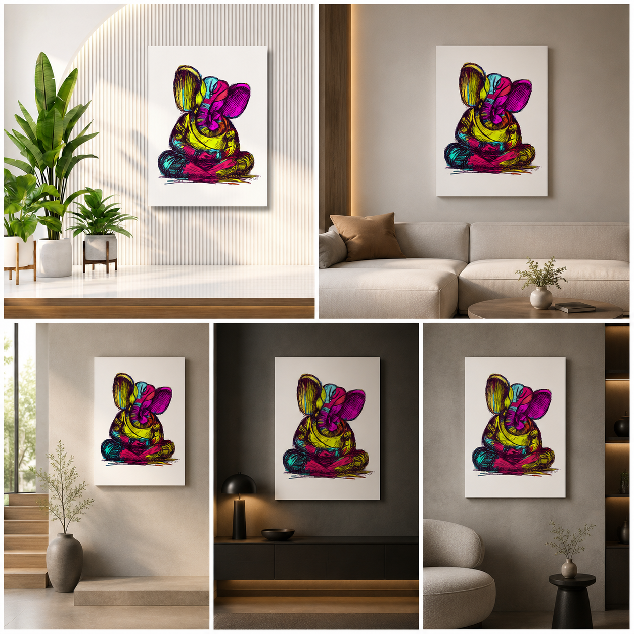 Canvas Painting Frame Bal Ganesha Wall Decor | Canvas Painting Frame