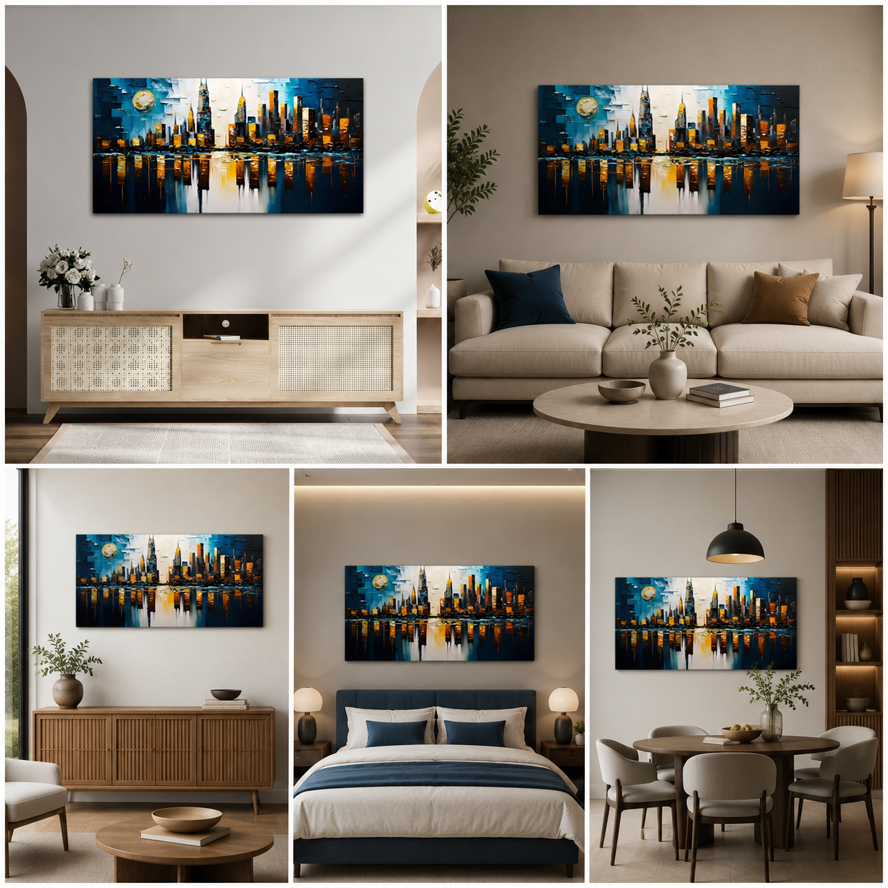 Canvas Painting Frame A City in Night Landscape Modern Wall Art for Wall Decor | Big Large Size Canvas Painting Frame