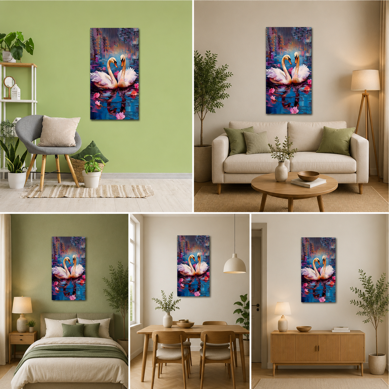 Canvas Painting Frame A Swan Couple Modern Wall Art Frame for Wall Decor | Big Large Size Canvas Painting Frame