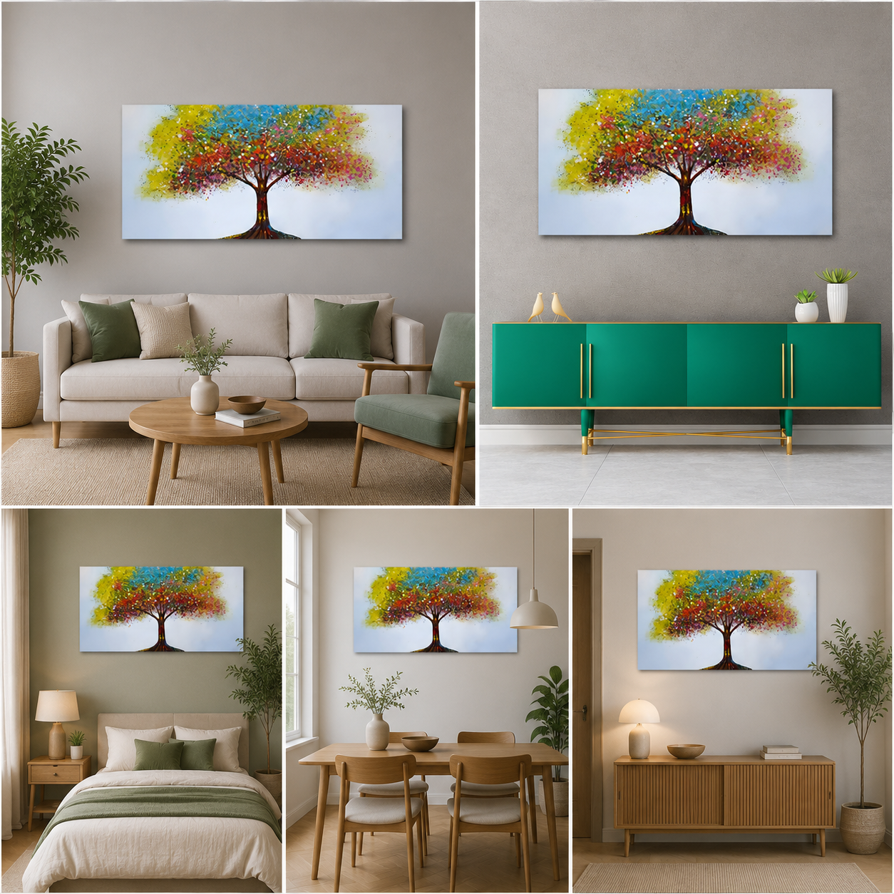 Canvas Painting Frame The Flower Tree Abstract Modern Wall Art Frame for Wall Decor | Big Large Size Floral Canvas Painting Frame