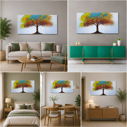 Canvas Painting Frame The Flower Tree Abstract Modern Wall Art Frame for Wall Decor | Big Large Size Floral Canvas Painting Frame