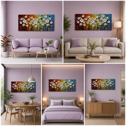 Canvas Painting Frame Orchid Flower Abstract Modern Wall Art Frame for Wall Decor | Big Large Size Canvas Painting Frame