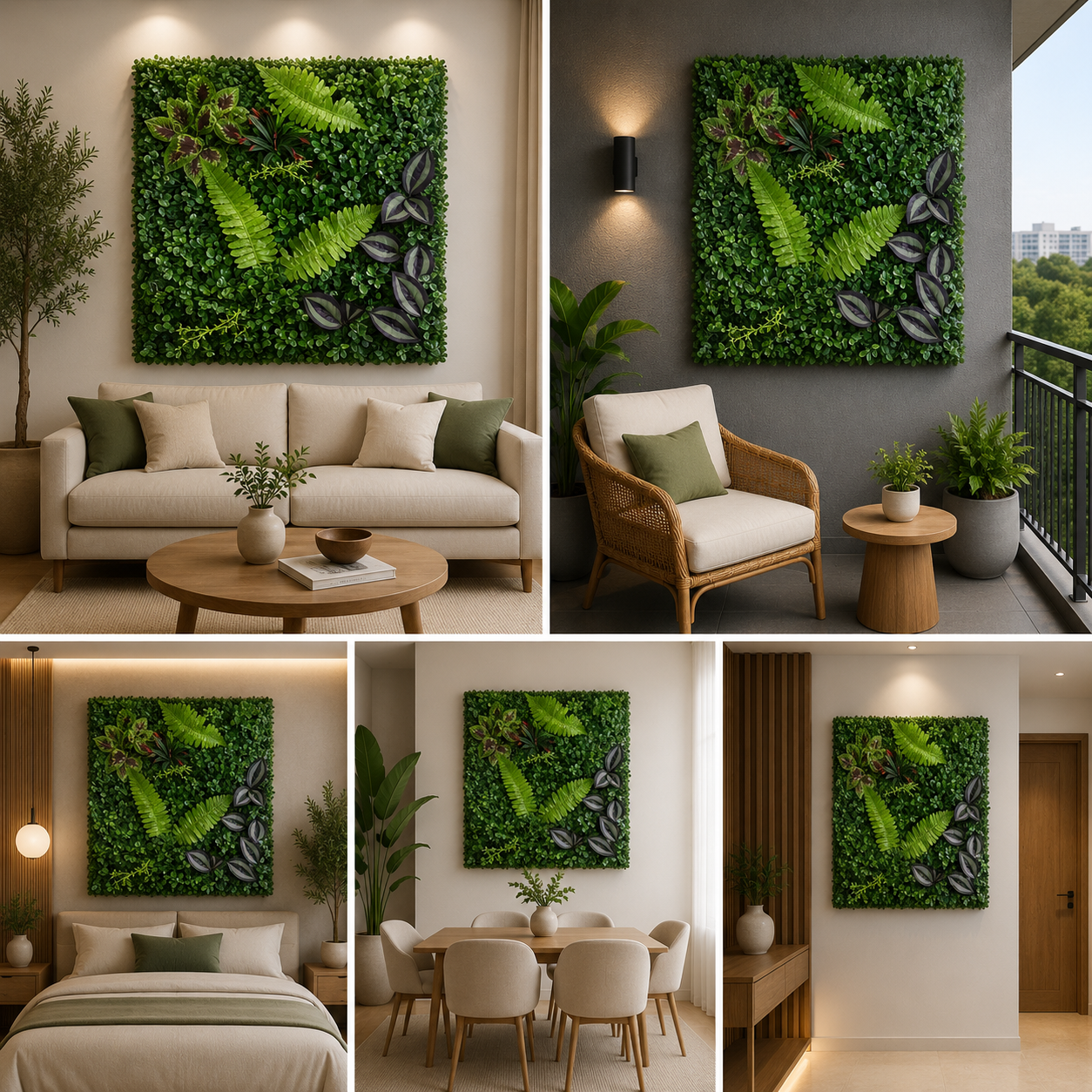 Artificial Vertical Garden, Artificial Wall Flower for Wall Decor | Artificial Green Wall Hanging Plants | Wall Decoration (16 by 24 Inches)