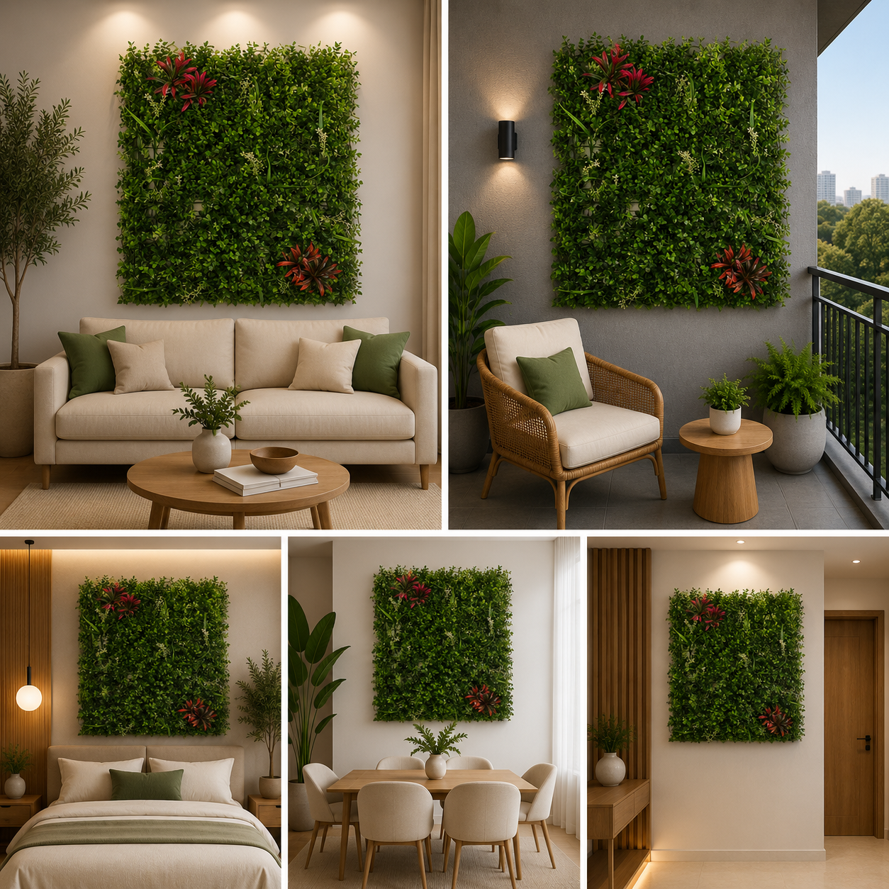 Artificial Vertical Garden, Artificial Wall Flower for Wall Decor | Artificial Green Wall Hanging Plants | Wall Decoration (16 by 24 Inches)