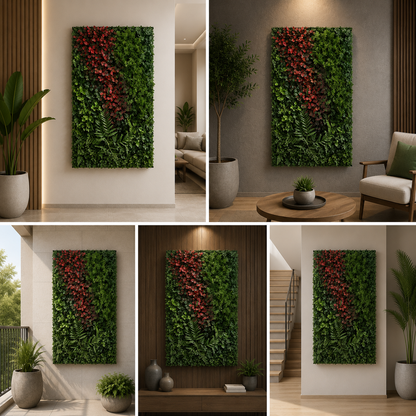 Artificial Vertical Garden, Artificial Wall Flower for Wall Decor | Artificial Green Wall Hanging Plants | Wall Decoration (16 by 24 Inches)