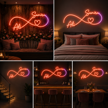 Infinity Custom Neon Sign Board | Personalized Neon Light Name Plate