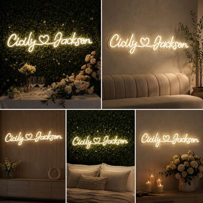 Custom Neon Sign Board | Romantic Neon Light Name Plate (30 x 12 Inches)