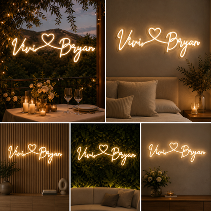 Custom Neon Sign Board | Romantic Neon Light Name Plate (24 x 15 inches)