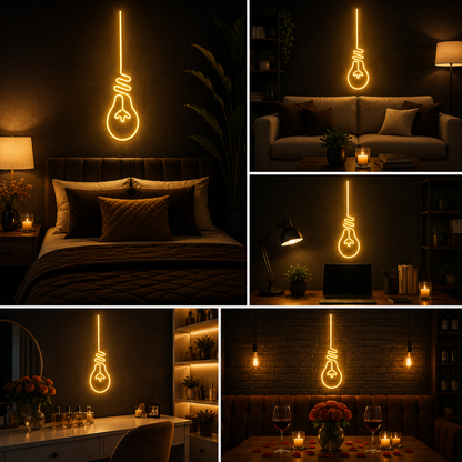 Yellow Bulb Neon Sign | Custom Neon Sign | Neon for Bar Restaurant Decor (6 By 18 Inches)