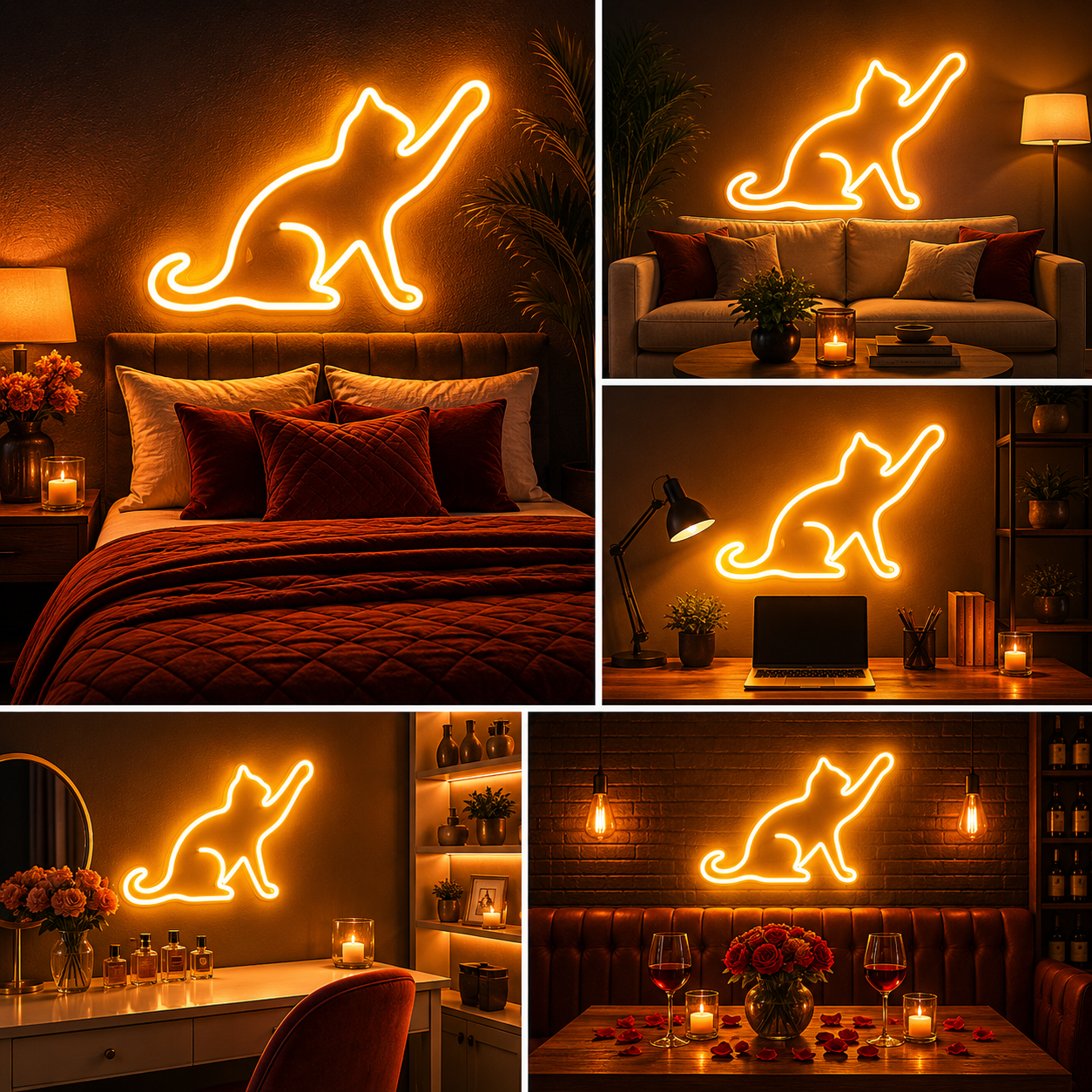 Sitting Cat Custom Neon Sign Board – LED Neon Light Wall Decor | Cute Animal Neon Light (18 By 15 Inches)