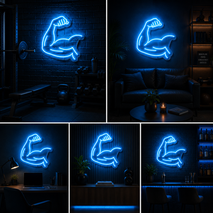 Flexed Muscle Custom Neon Sign Board – LED Gym Neon Light | Bodybuilding Neon Light Board (18 By 18 Inches)