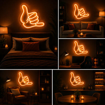 Thumbs Up Custom Neon Sign Board – LED Neon Light Wall Decor | Hand Gesture Neon Light Board (15 By 15 Inches)