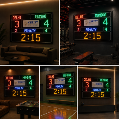 The Seven Colours LED Sports Scoreboard | LED Running Sports Scoreboard for Cricket | Led Cricket Scoreboard for Football, Volleyball, Hockey, Basketball, Badminton, Tennis
