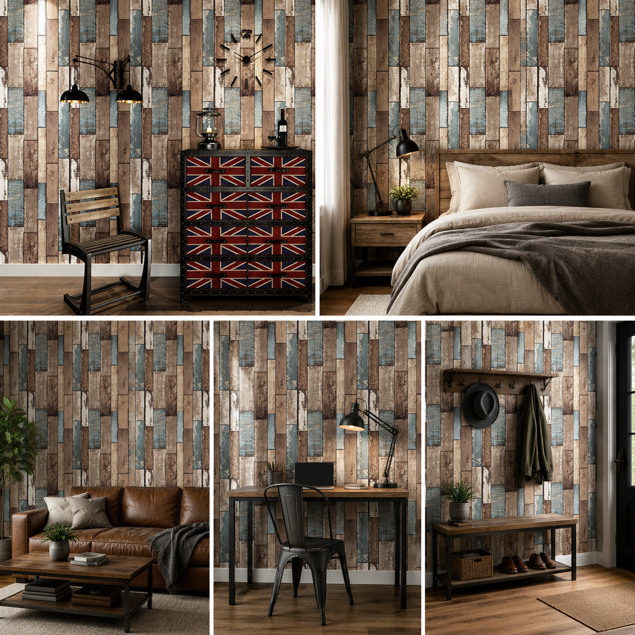 Wood Design Wallpaper for Covering Living Room, Bedroom Walls (PVC, Size 21" inch X 33ft, Roll- 57sqft, Color Wooden Stripes)