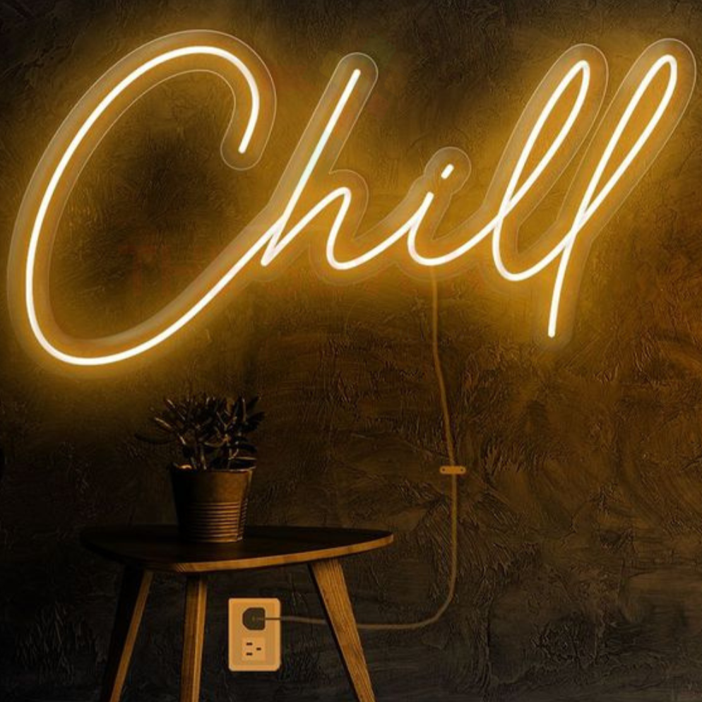 Chill Neon Sign for restaurants cafe Neon art sign LED strip Custom Neon Sign Customized Neon Light Wall Decor Gifting Neon Sign Ideas Led Neon Light Sign For Wall Decors Customized Neon Light Sign Neon Decorative Idea New Creative Neon Floro neon light custom neon sign light LED Light