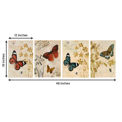 Classic butterfly wall decor panels with floral design for living room bedroom