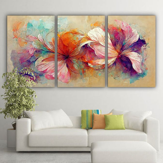 Vibrant watercolor flower canvas prints with contemporary floral artwork for home walls