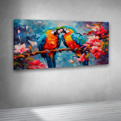 Tropical parrot artwork canvas print for contemporary interiors