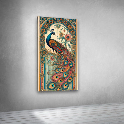 Colorful peacock wall art canvas painting frame for living room decoration